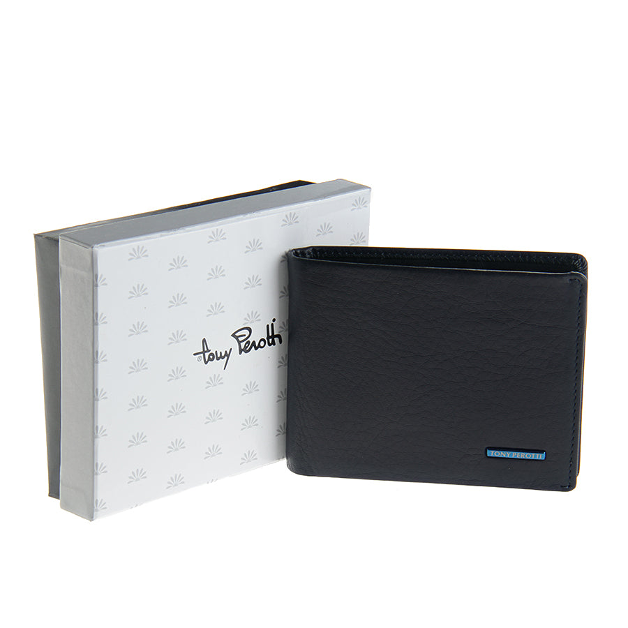 Портмоне чоловіче шкіряне із захистом RFID синє Tony Perotti New Contatto 3594 navy