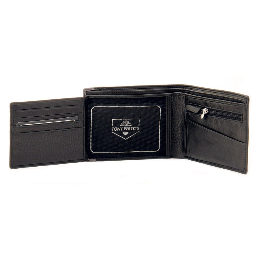 Гаманець чоловічий шкіряний чорний з сірою вставкою Tony Perotti Stripes 1656 nero