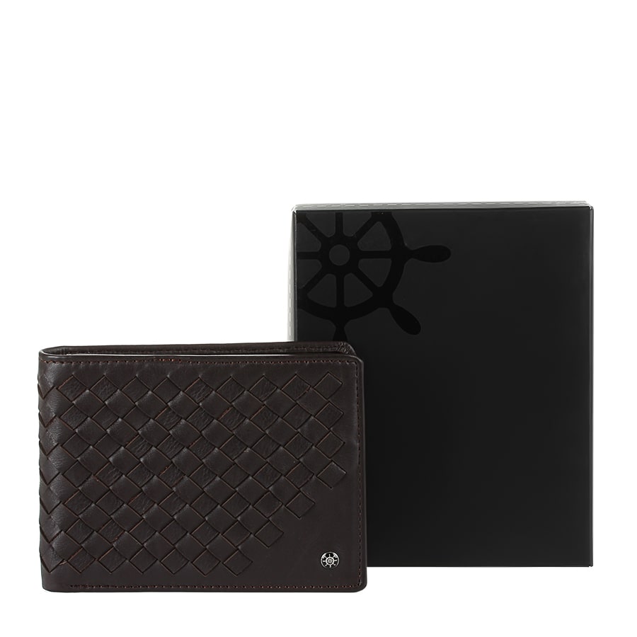 Portemonnee heren bruin leer met weefsel Tony Perotti Timone intrecciato 12012 moro