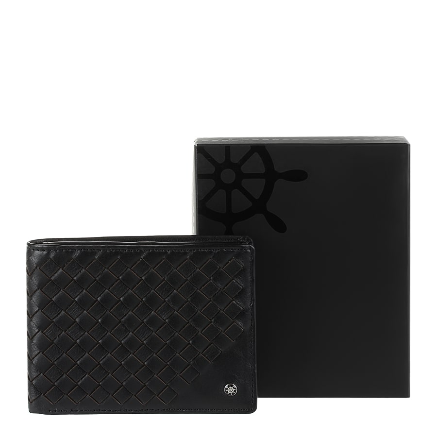 Portemonnee heren leer zwart met weefsel Tony Perotti Timone intrecciato 12012 nero