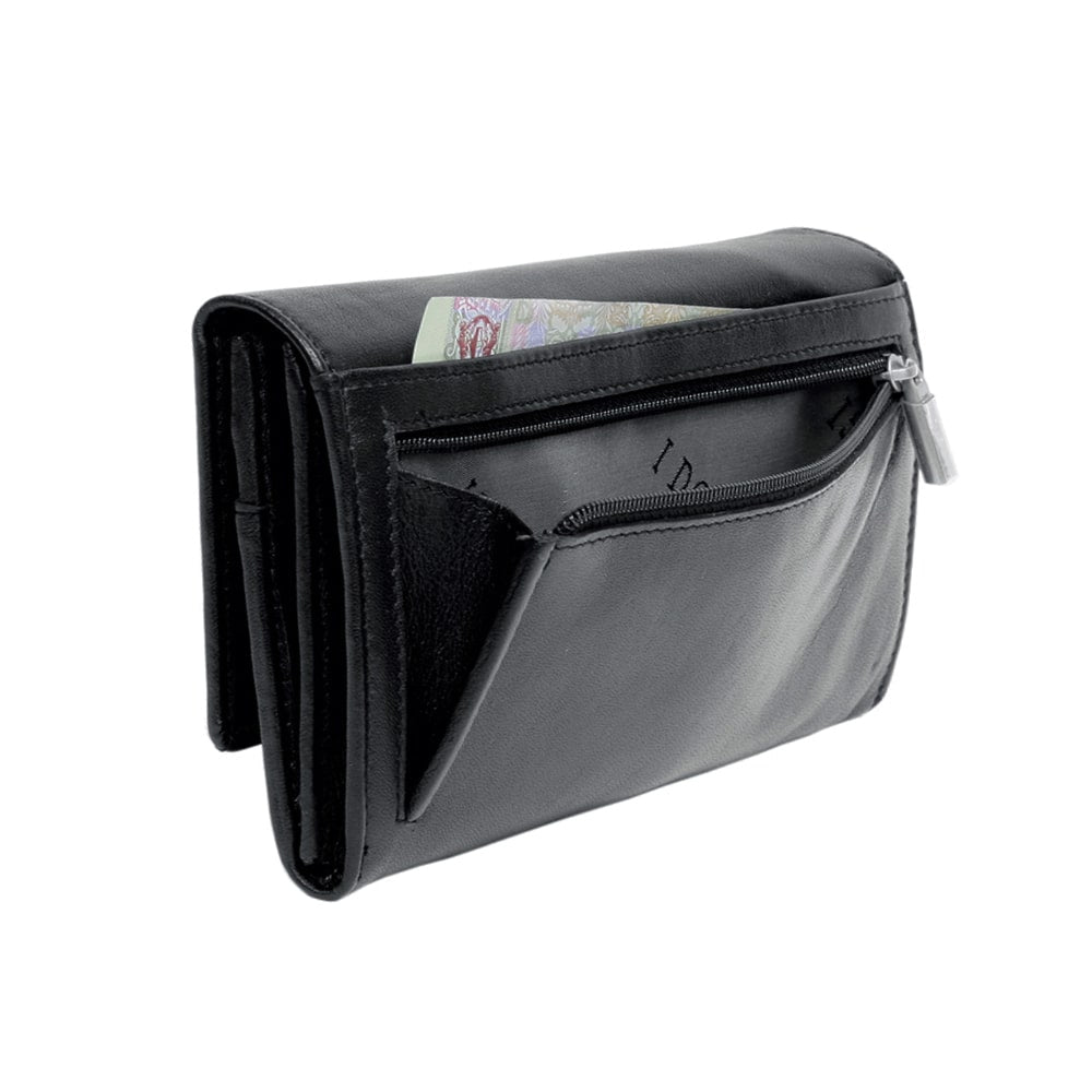 Tony Perotti Women's Black Leather Flap Wallet — Cortina 5048 Nero