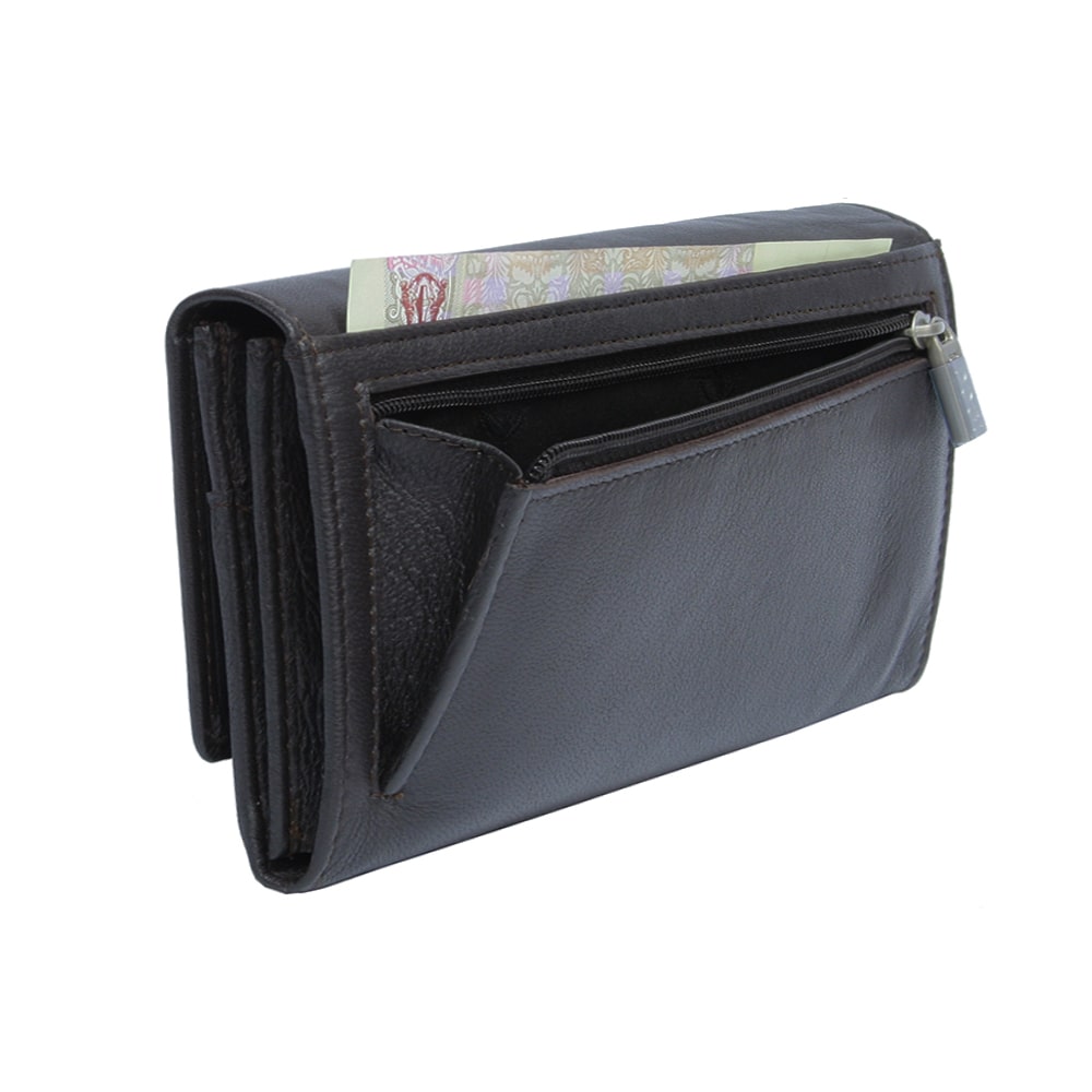 Tony Perotti Women's Brown Leather Flap Wallet — Cortina 5048 Moro