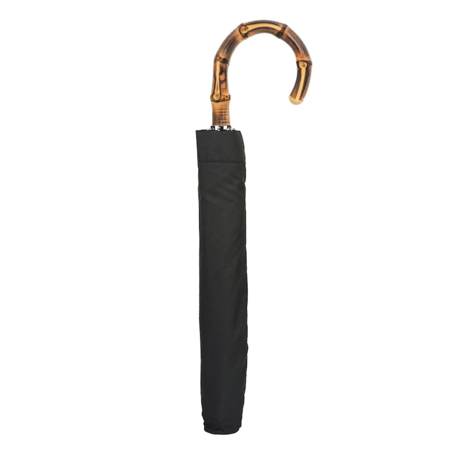 Men's folding black umbrella whith bamboo handle