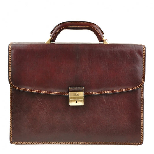 Briefcase men's leather brown Tony Perotti Italico 8087 moro