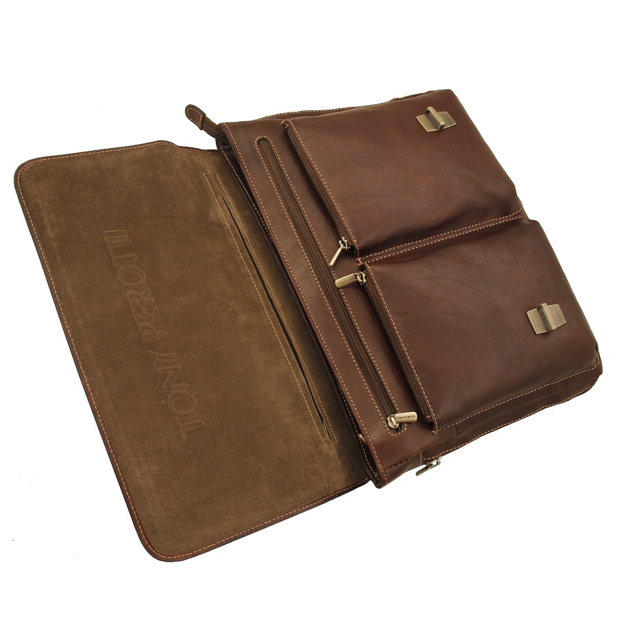 Briefcase men's leather brown Tony Perotti Italico 9338-38 moro