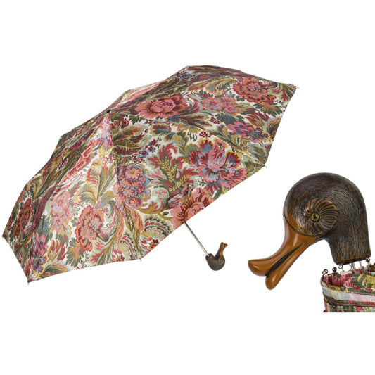 Unusual folding women's umbrella Pasotti with wooden handle in the form of a duck 257 58112-19 103