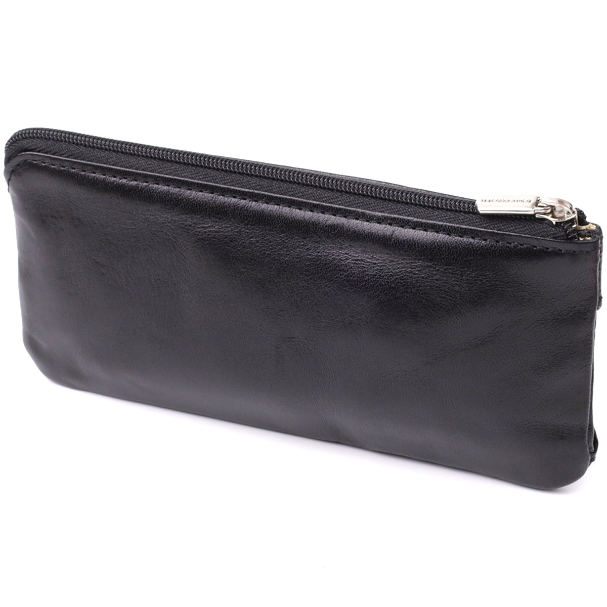 Tony Perotti Italico 2686 nero black leather key case — closed back view at an angle, plain leather