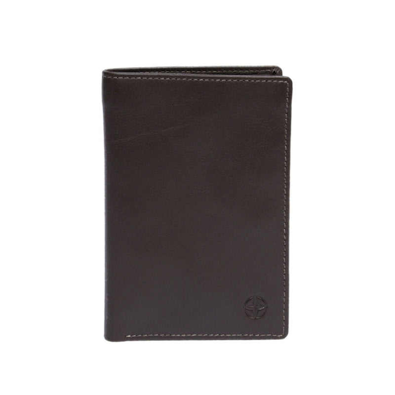 Dark Brown leather document holder Tony Perotti Cortina 5015 moro — front with the blind-embossed Cortina compass rose and contrasting light beige-grey stitching