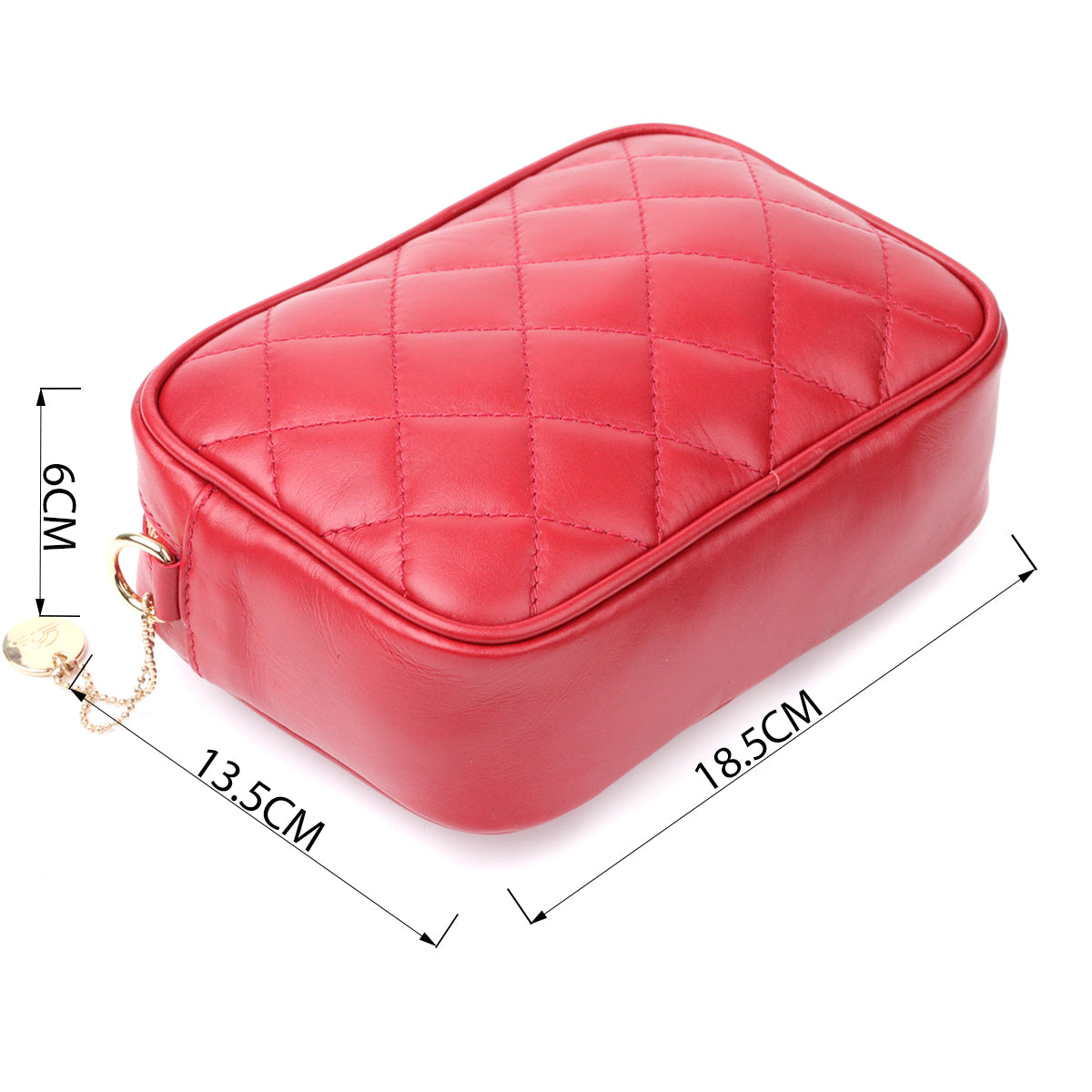 Tony Perotti Women's Red Quilted Leather Small Crossbody Bag — Borsa CA006-01DR dark red