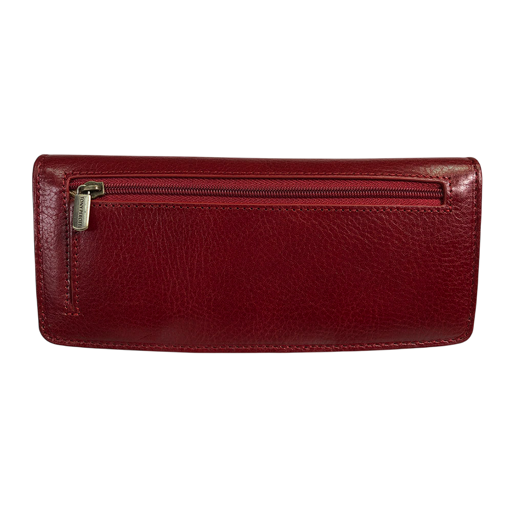 Tony Perotti Italico 2701Z rosso wallet — back view with zip pocket