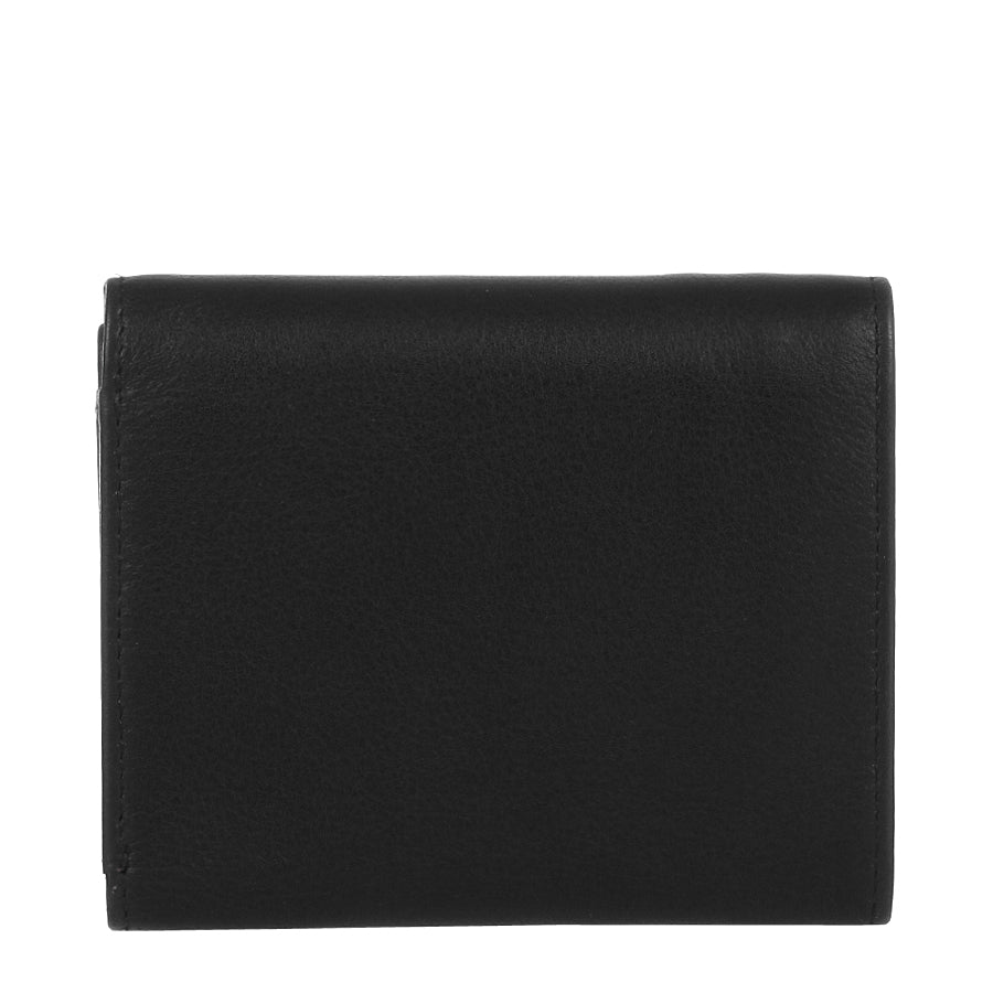 Back of the black Tony Perotti Cortina 5055 wallet — a plain smooth leather panel