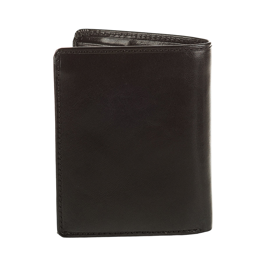 Back of the Tony Perotti Nevada 3774 nero black leather wallet with tonal black stitching
