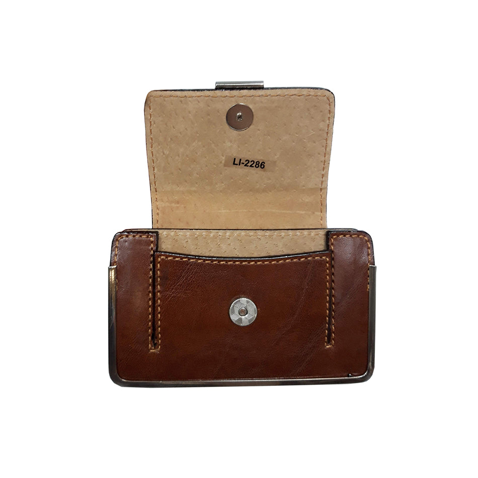 Tony Perotti Italico 2286 cognac — the flap open, showing the suede lining and the magnetic snap