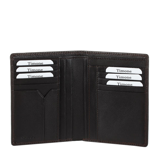 Open Tony Perotti Timone intrecciato 12050 moro wallet with card slots on both halves and vertical pockets