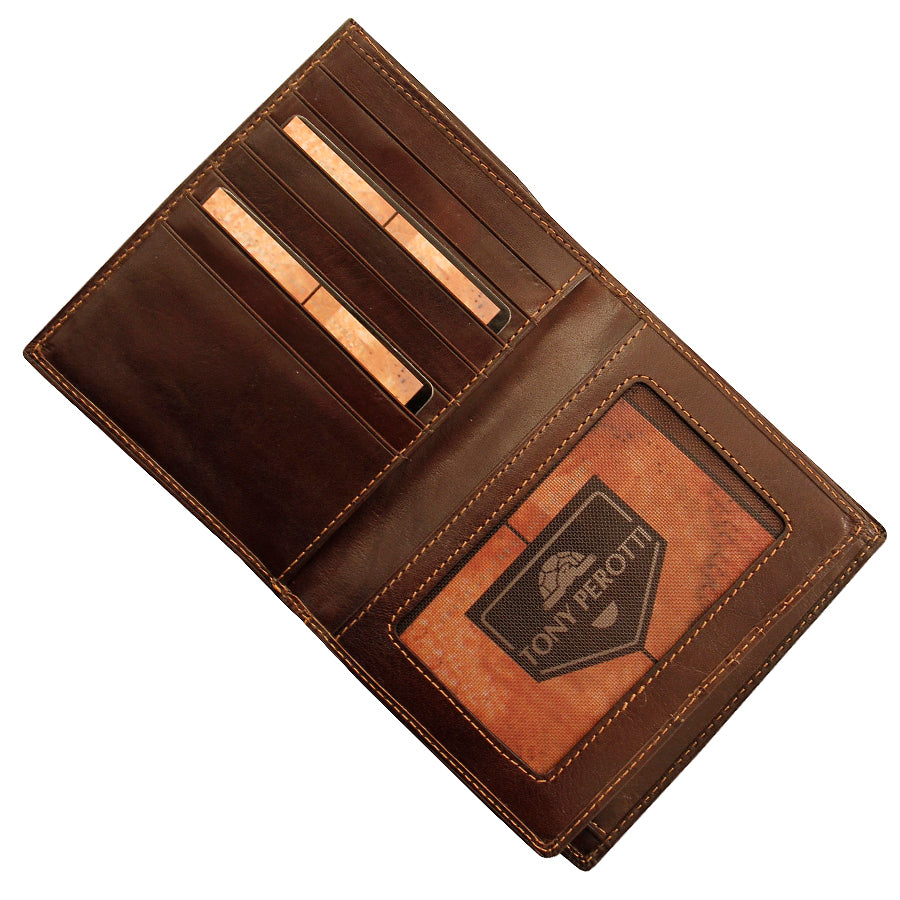 Dark brown card wallet mesh ID window — Tony Perotti Italico 2310 moro