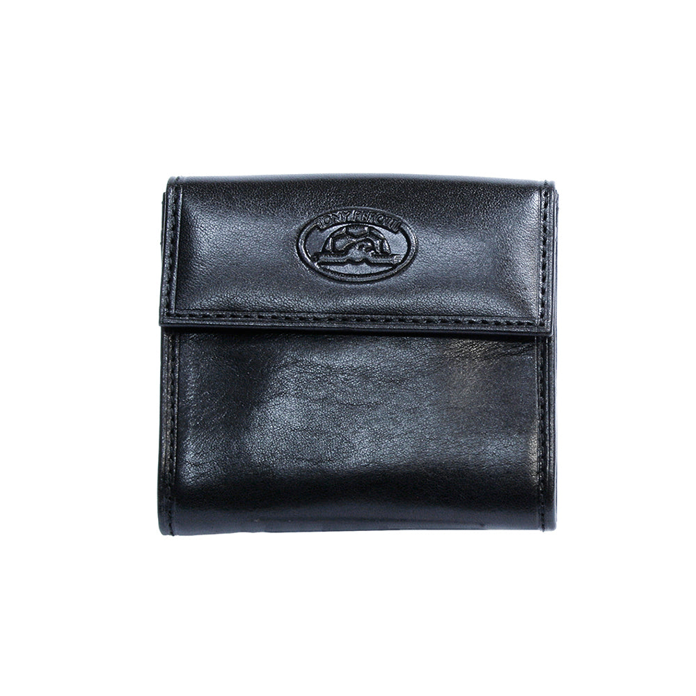 Tony Perotti black bull leather two-sided coin pouch — Italico 1642 nero