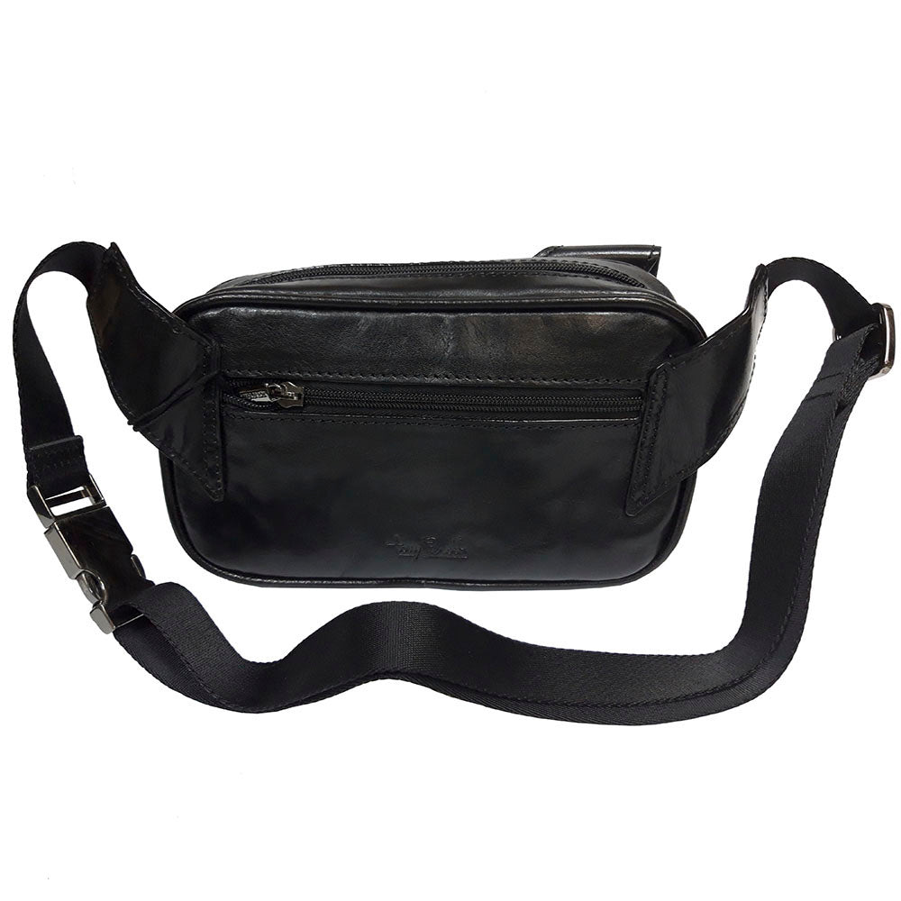 The Italico 8606 nero with the flap lifted — the hook-and-loop fastening under the leather flap