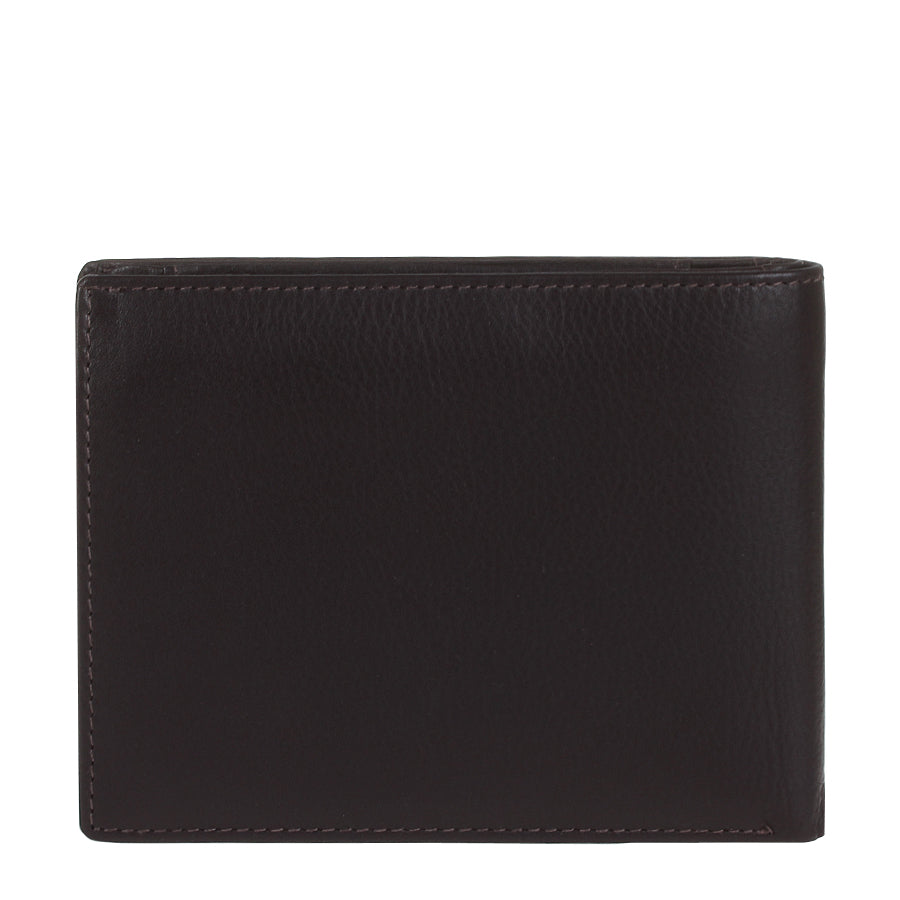 Back of the Tony Perotti Cortina 5036 wallet — a plain grained leather panel (dark brown colourway shown)