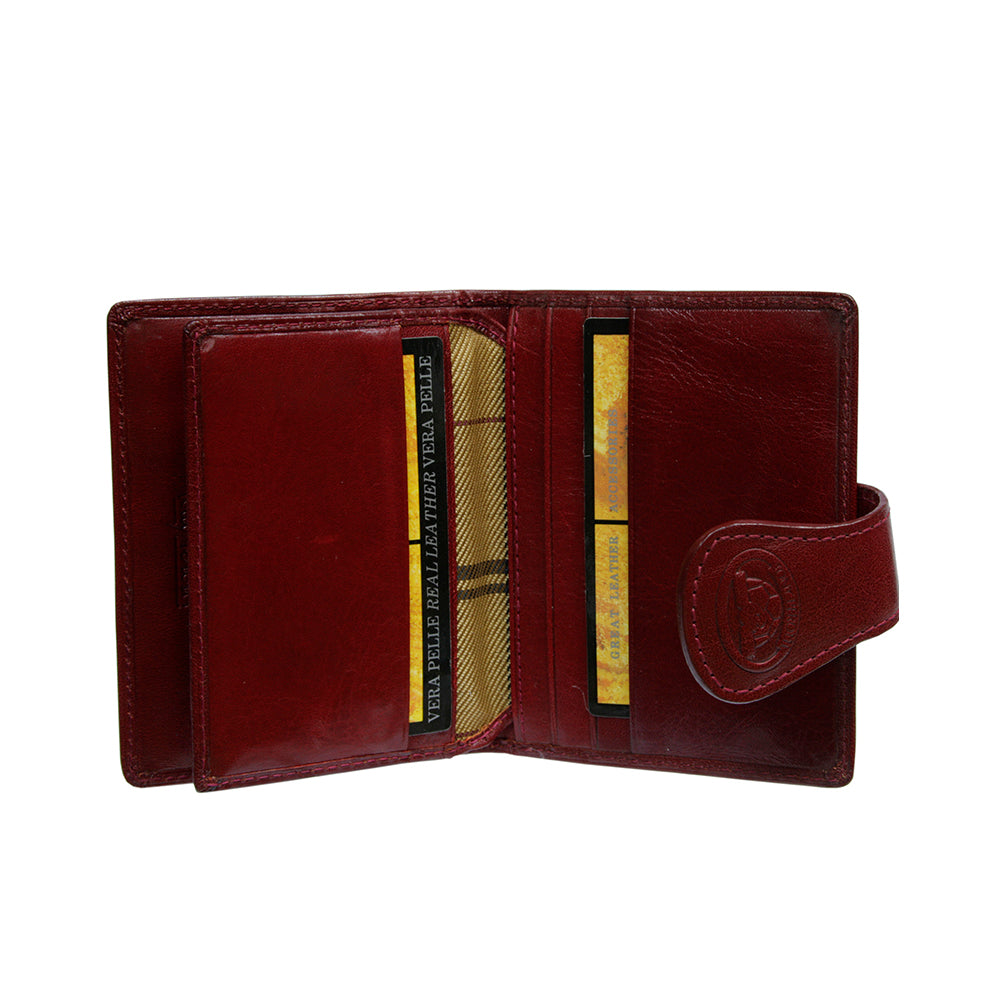 Tony Perotti Accademia 369 rosso — the left pocket lifted to show the fabric-lined compartment behind it