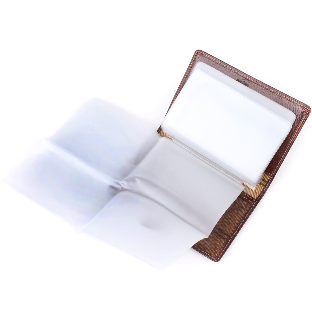 One clear sleeve of the removable insert booklet pulled out from the Tony Perotti Italico 1423A moro document holder