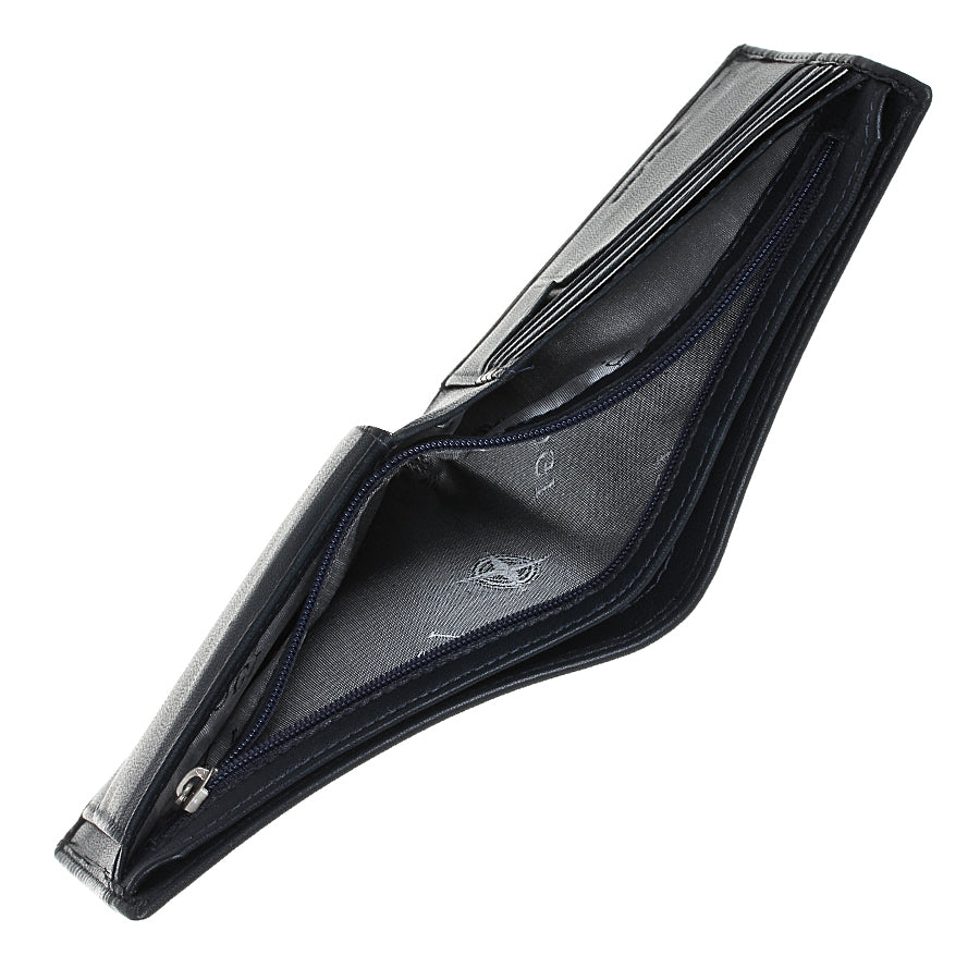 Navy Cortina 5047 wallet open on a white background