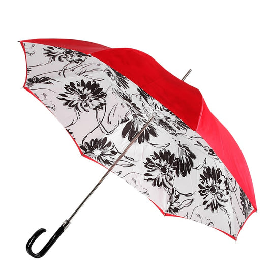 Umbrella cane women's red with floral print Pasotti 189N 56799-1 F38