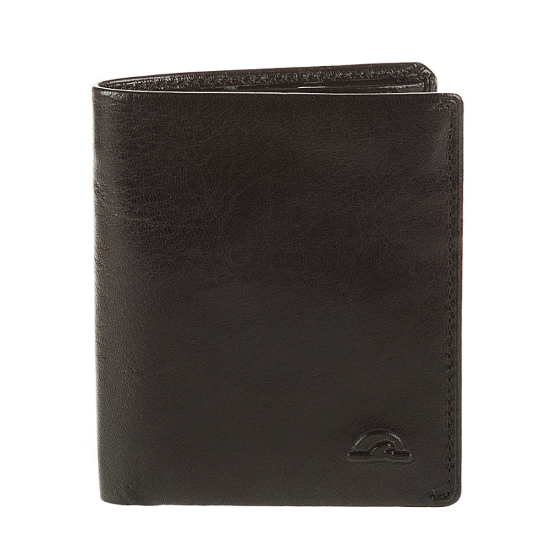 Black leather compact wallet Tony Perotti Nevada 3504 nero, front with embossed turtle emblem
