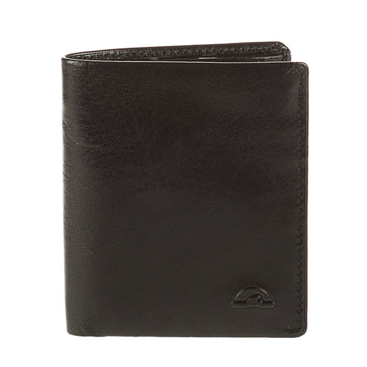 Black leather compact wallet Tony Perotti Nevada 3504 nero, front with embossed turtle emblem
