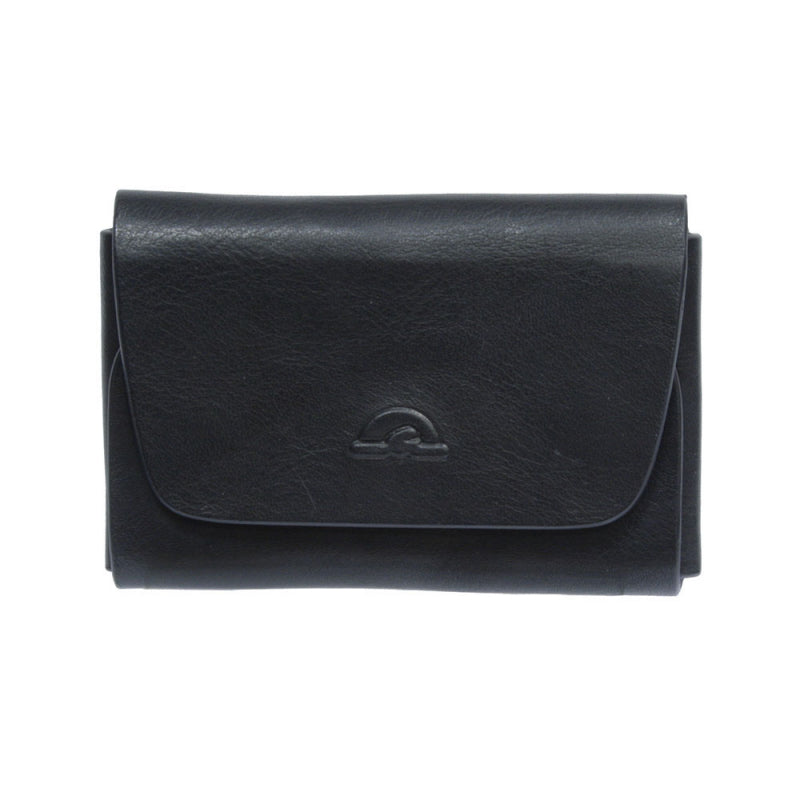 Black leather RFID card holder with flap Tony Perotti Nevada 3740+RFID nero — embossed turtle emblem