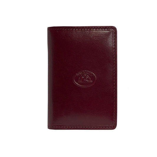 Tony Perotti red bull leather business card holder with turtle emblem — Italico 1007 rosso
