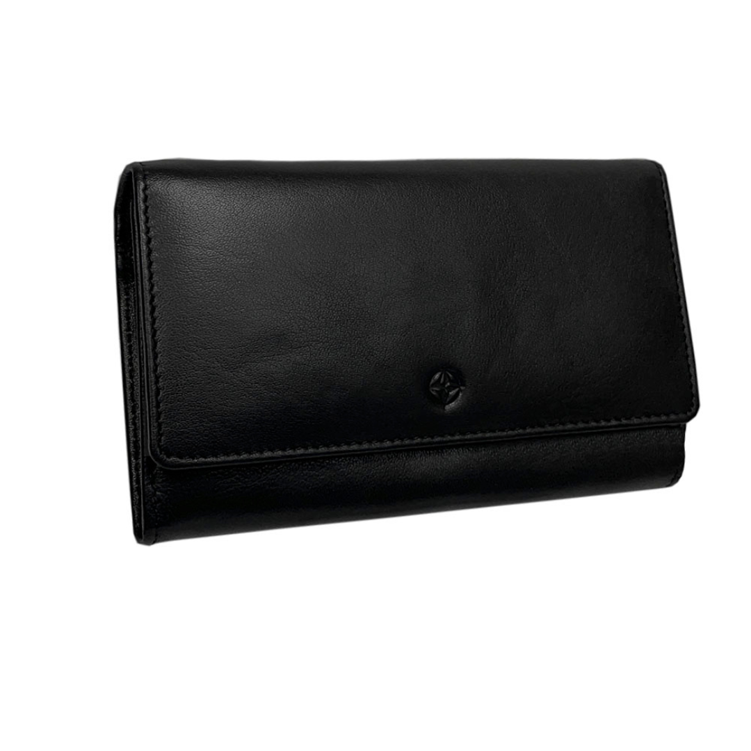Black Cortina 5008 wallet at an angle showing snap flap