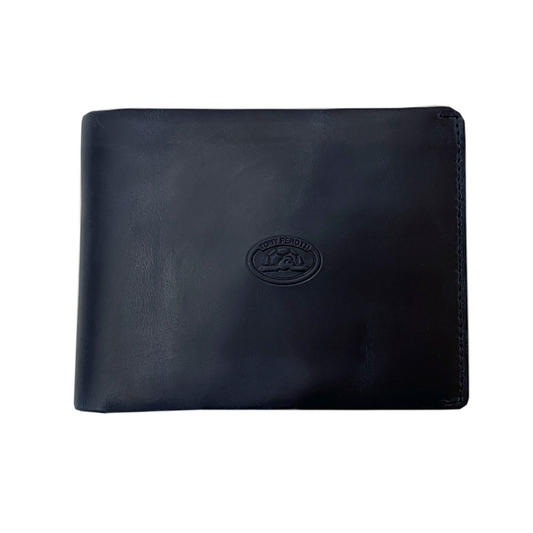Tony Perotti Men’s Dark Blue Vintage-Look Leather Bifold Wallet with Coin Pocket — Arno 533 blue