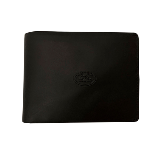 Tony Perotti Men’s Black Vintage-Look Leather Bifold Wallet with Coin Pocket — Arno 534 nero
