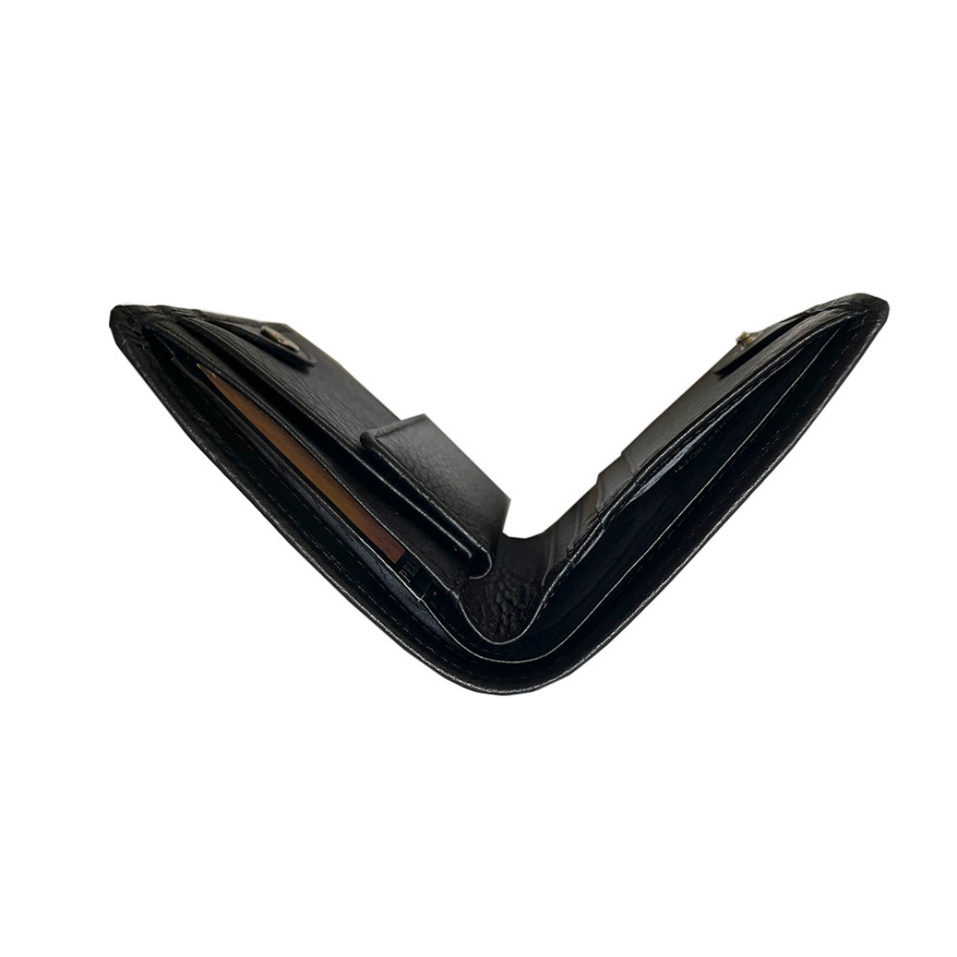 Tony Perotti unisex black leather compact wallet on a white background