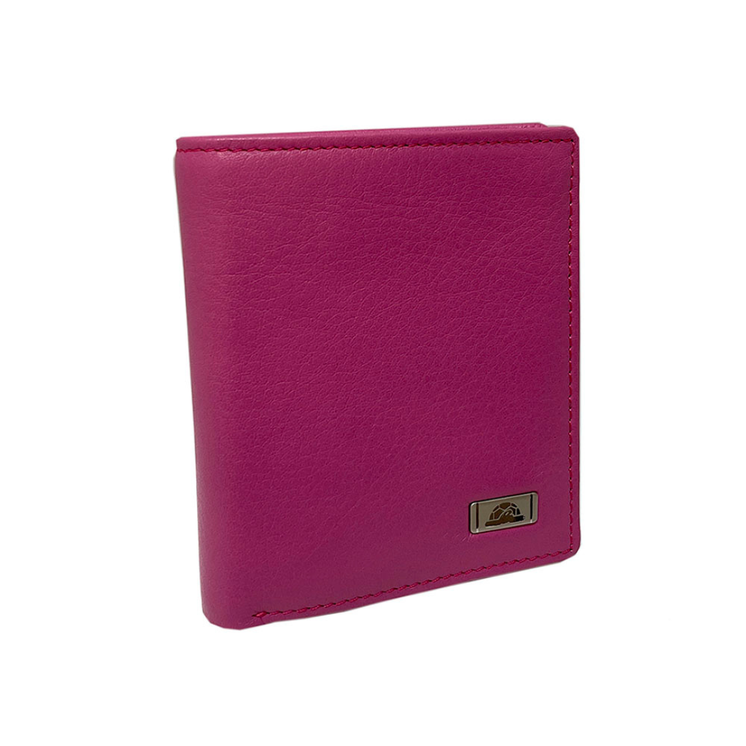 Tony Perotti pink leather wallet with a brand logo on a white background