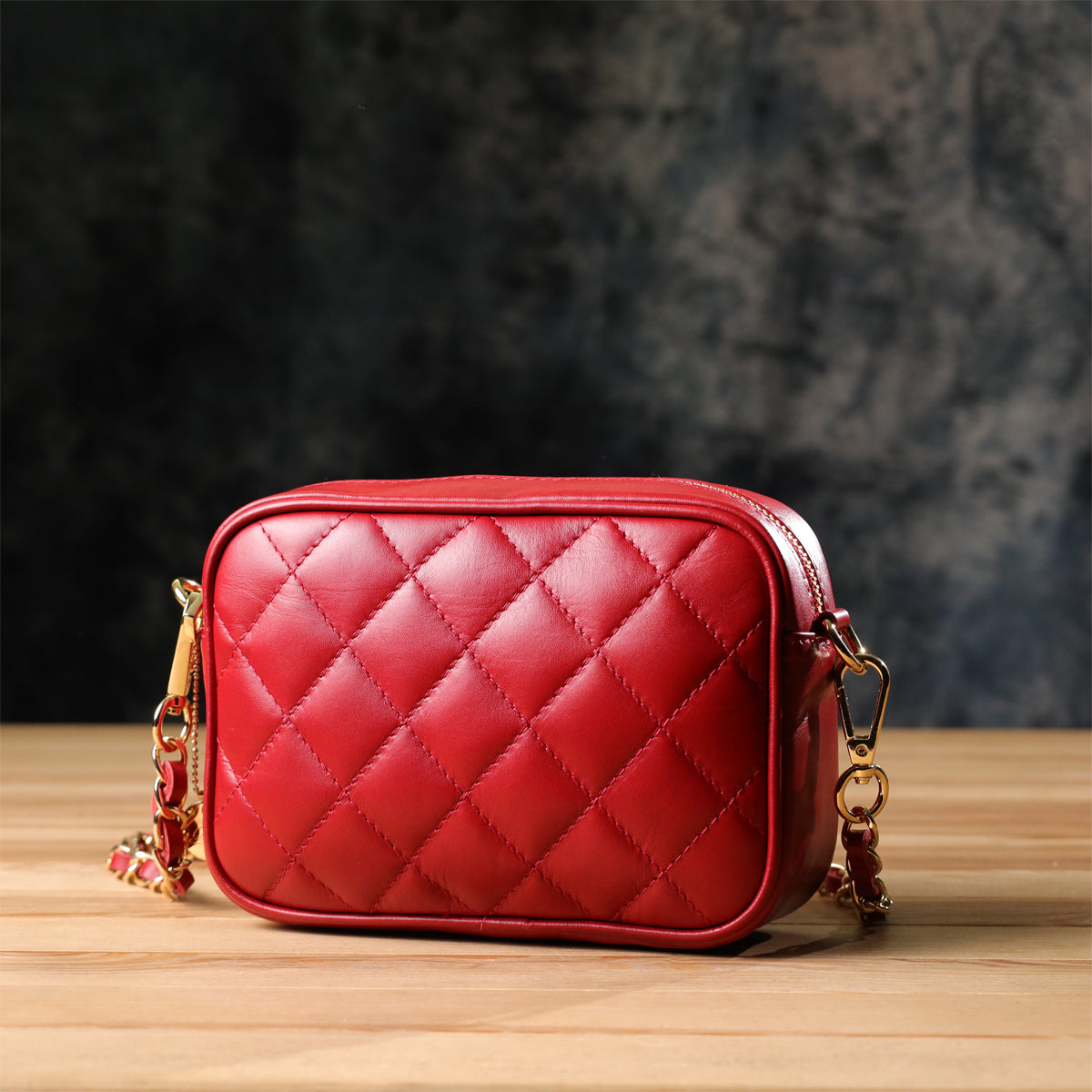 Tony Perotti Women's Red Quilted Leather Small Crossbody Bag — Borsa CA006-01DR dark red