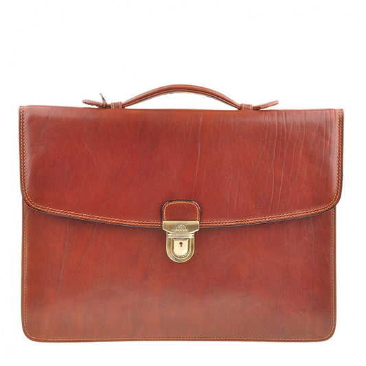 Briefcase men's leather brown Tony Perotti Italico 8091L cognac