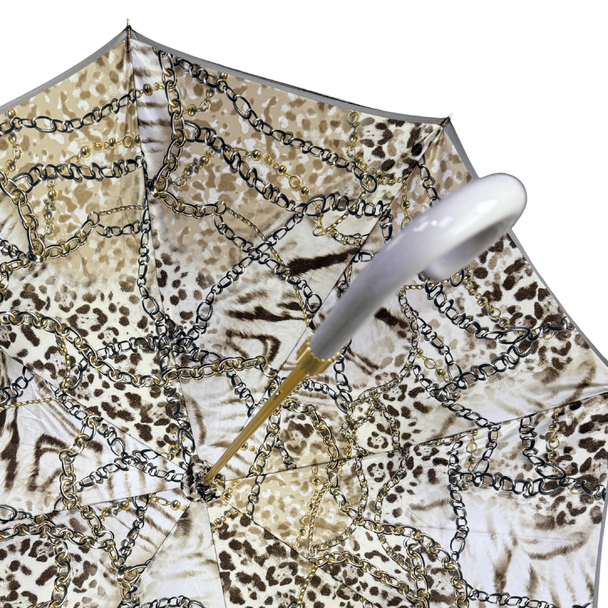 Abstract leopard print with chain motifs of the inner canopy, handcrafted in Italy — Pasotti 189-58002/9-2
