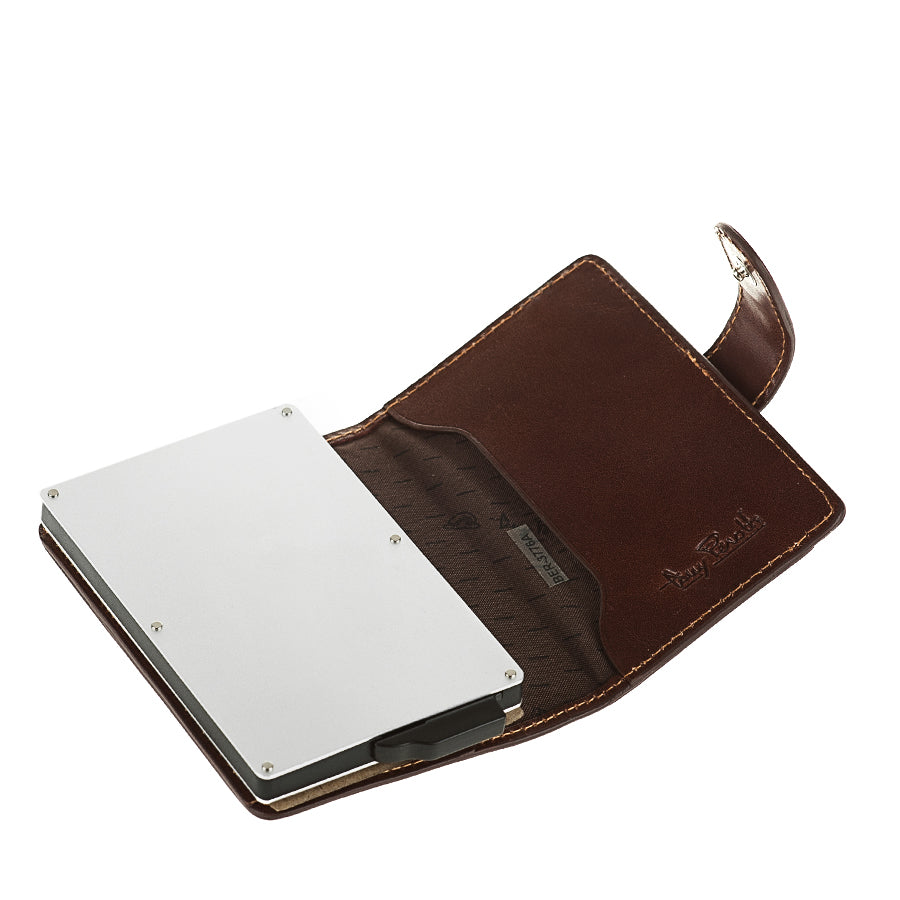 Tony Perotti Nevada 3776 moro — open, with the metal pop-up case and the cards fanned out