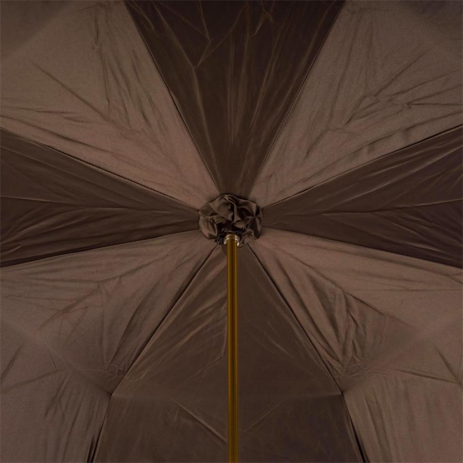 Inside of the double canopy: plain brown inner layer and gold-tone shaft