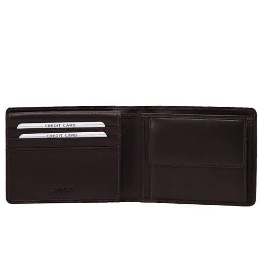 Tony Perotti Cortina 5051 moro opened — card slots and a slip pocket on the left, the snap coin pocket on the right