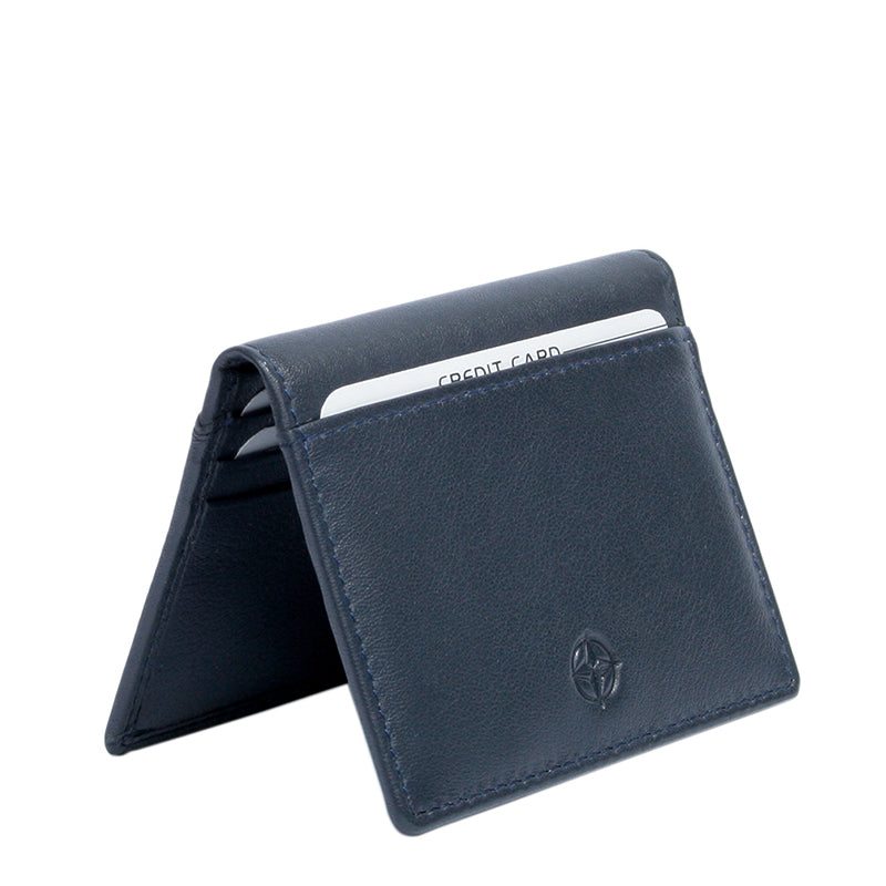 Tony Perotti Cortina 5046 navy — standing open with a card in the outer front pocket