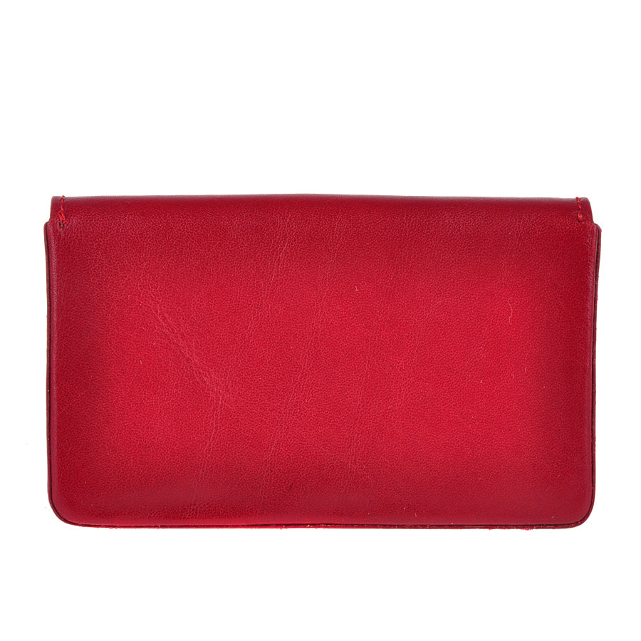 Red leather business card holder back view — Tony Perotti Italico 2678 rosso