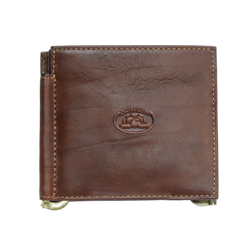Tony Perotti cognac bull leather bifold wallet with money clips — Italico 1717 cognac