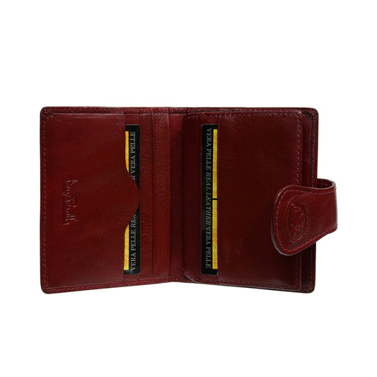 Tony Perotti Accademia 369 rosso — opened like a book, card slots on both halves and the Tony Perotti signature embossed on the left pocket