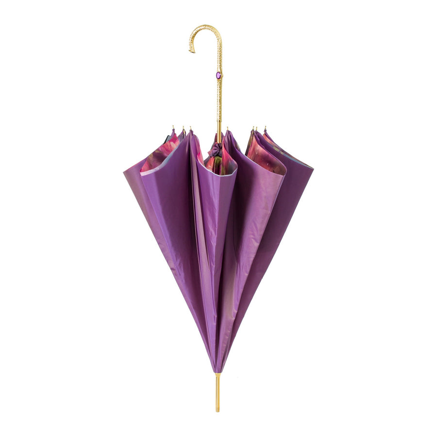 Designer cane umbrella purple with flowers Pasotti 189-56896/1