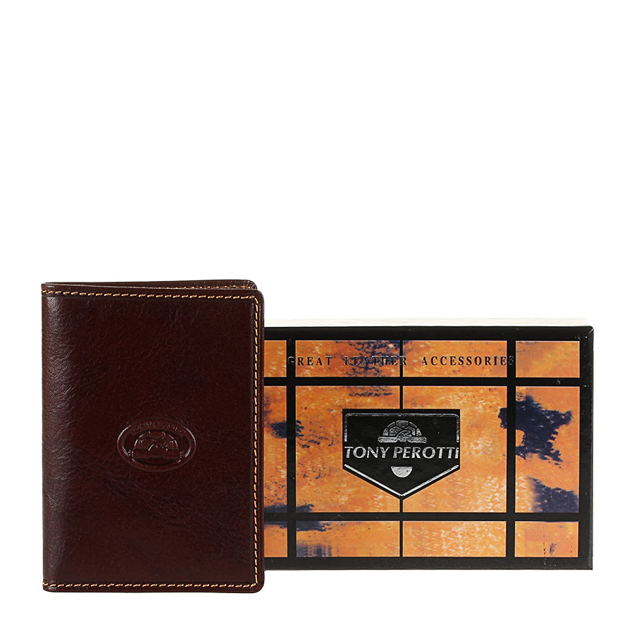 Dark brown leather business card holder, handcrafted in Italy — Tony Perotti Italico 1007