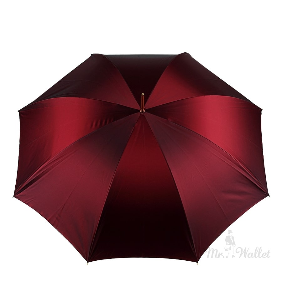 Umbrella cane women's burgundy with leather handle Pasotti 189-58112/19
