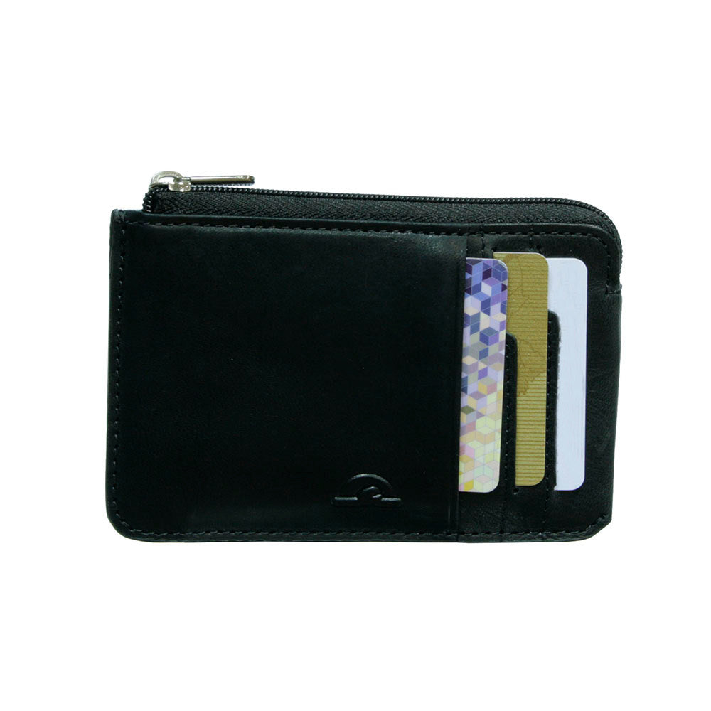 Tony Perotti Nevada 3825+RFID nero RFID zip card holder in black leather with embossed emblem and three card slots