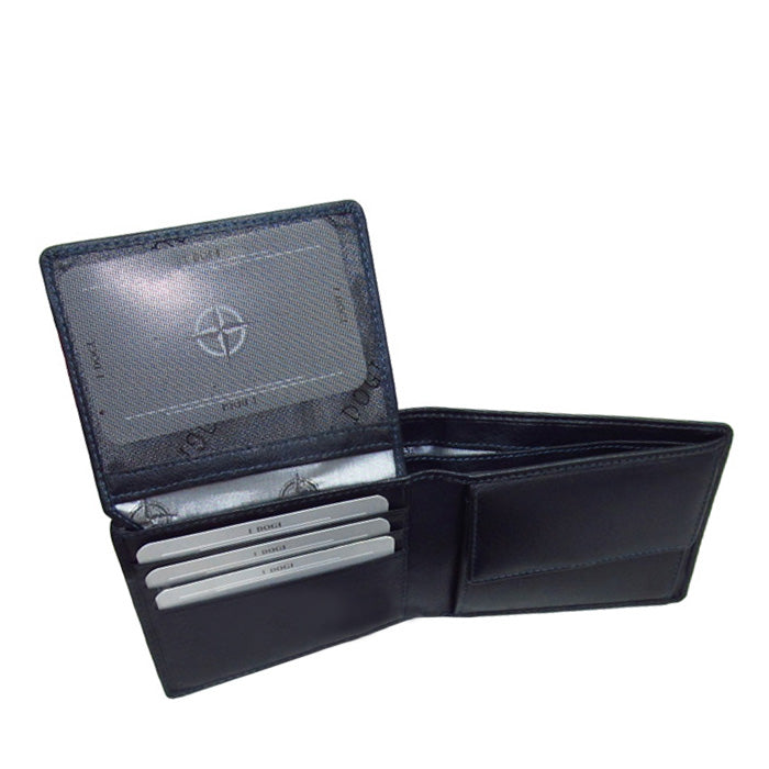 Navy leather bifold wallet card slots detail — Tony Perotti Cortina 5078